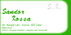 sandor kossa business card